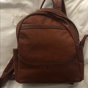 Frye brown leather small backpack